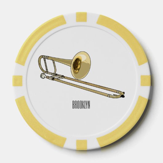 Trombone cartoon illustratie poker chips (Voorkant)