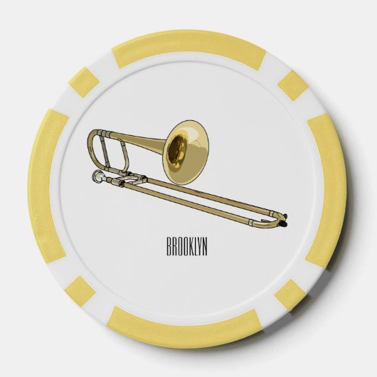 Trombone cartoon illustratie poker chips (Achterkant)