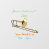 Trombone cartoon illustratie raamsticker (Vel)