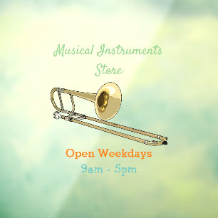 Trombone cartoon illustratie raamsticker