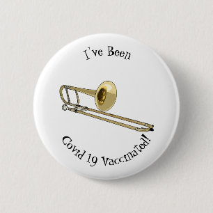 Trombone cartoon illustratie ronde button 5,7 cm