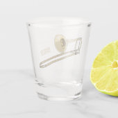 Trombone cartoon illustratie shot glas (Achterkant)