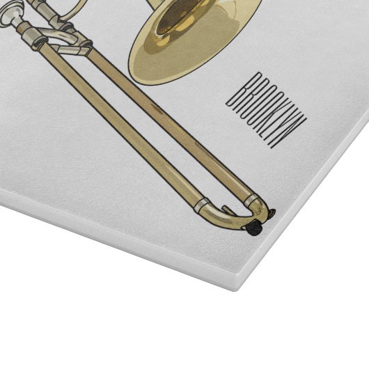 Trombone cartoon illustratie snijplank (Hoek)