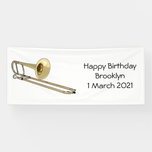 Trombone cartoon illustratie spandoek (Horizontaal)