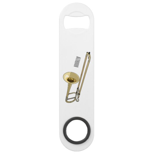 Trombone cartoon illustratie speed flessenopener (Voorkant)