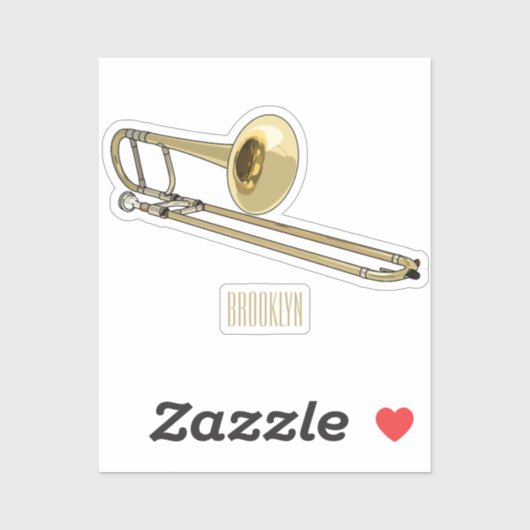 Trombone cartoon illustratie sticker (Vel)