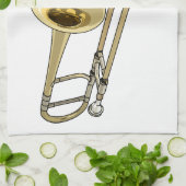 Trombone cartoon illustratie theedoek (Gevouwen)