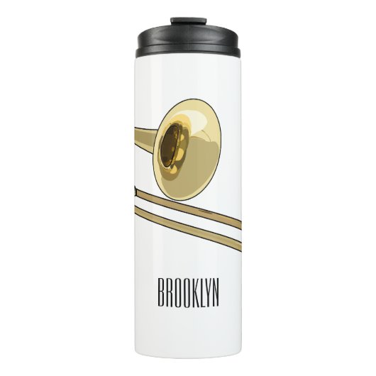 Trombone cartoon illustratie thermosbeker (Voorkant)