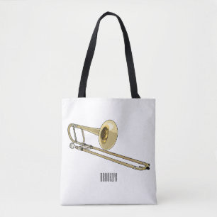 Trombone cartoon illustratie tote bag