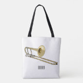 Trombone cartoon illustratie tote bag (Achterkant)