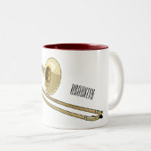 Trombone cartoon illustratie tweekleurige koffiemok (Voorkant rechts)