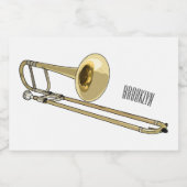 Trombone cartoon illustratie voedselcontainer etiket (Enkel label)