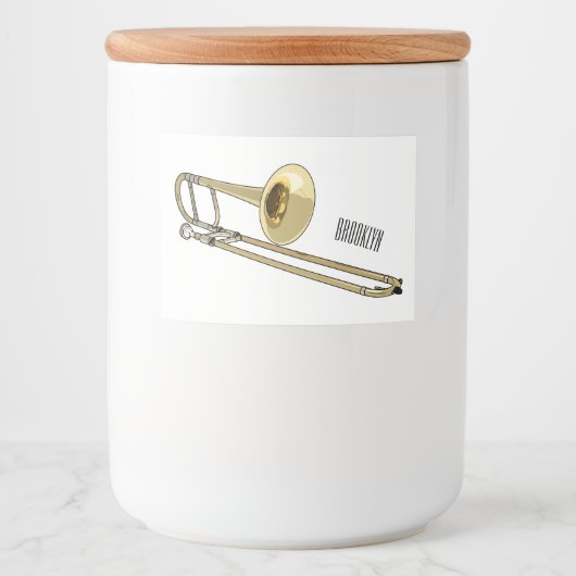 Trombone cartoon illustratie voedselcontainer etiket (Voorkant)