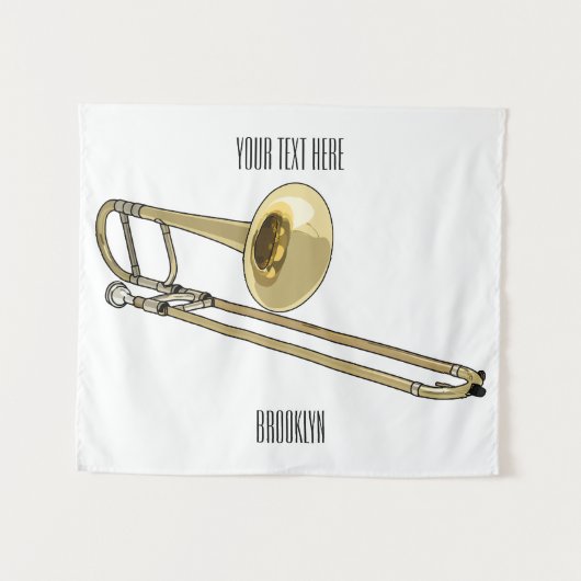 Trombone cartoon illustratie wandkleed (Voorkant (horizontaal))