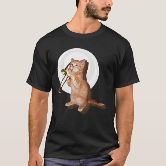Trombone Cat Funny T-shirt (Voorkant)