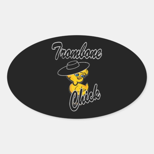 Trombone Chick #4 Ovale Sticker (Voorkant)