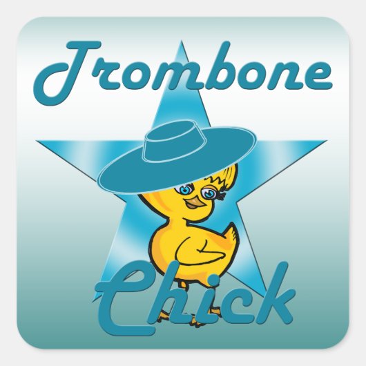 Trombone Chick #7 Vierkante Sticker (Voorkant)