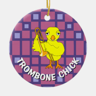 Trombone Chick Keramisch Ornament