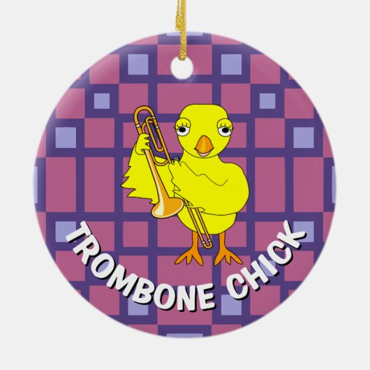Trombone Chick Keramisch Ornament (Achterkant)
