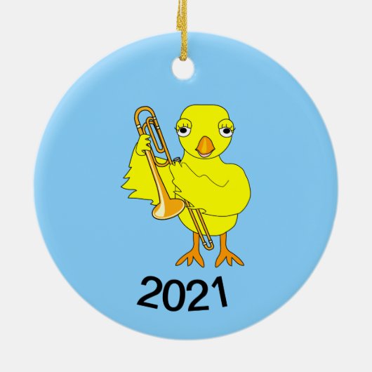 Trombone Chick Keramisch Ornament (Achterkant)