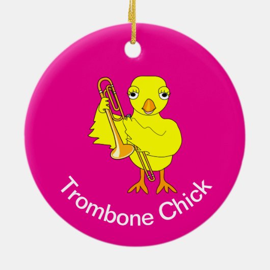 Trombone Chick Keramisch Ornament (Achterkant)
