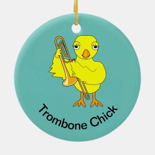 Trombone Chick Keramisch Ornament (Achterkant)
