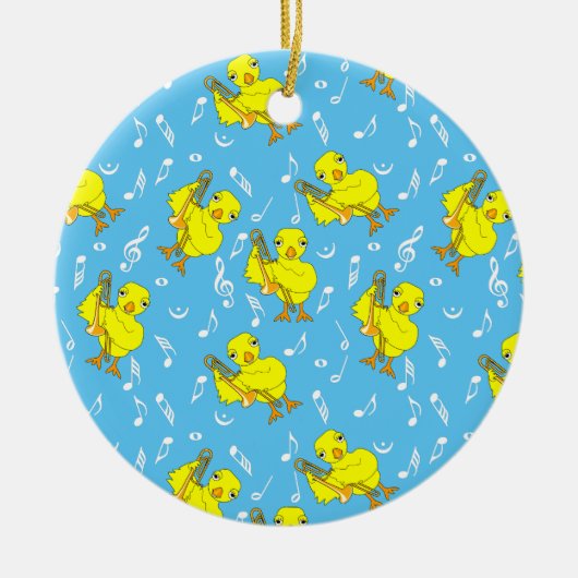 Trombone Chick Muzieknoten Keramisch Ornament (Voorkant)