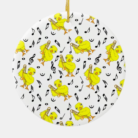 Trombone Chick Muzieknoten Keramisch Ornament (Achterkant)