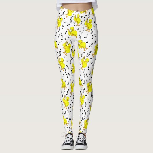 Trombone Chick Muzieknoten Leggings (Voorkant)