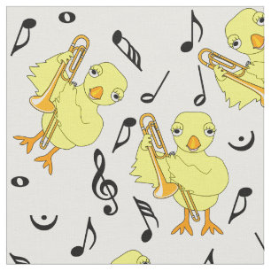 Trombone Chick Muzieknoten Stof