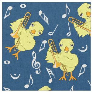 Trombone Chick Muzieknoten Stof