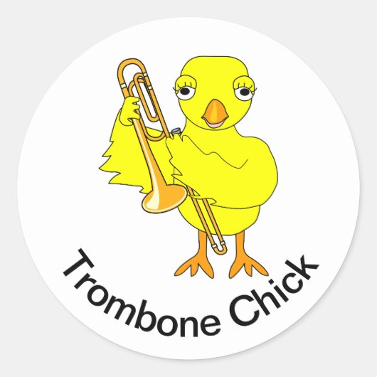 Trombone Chick Ronde Sticker (Voorkant)