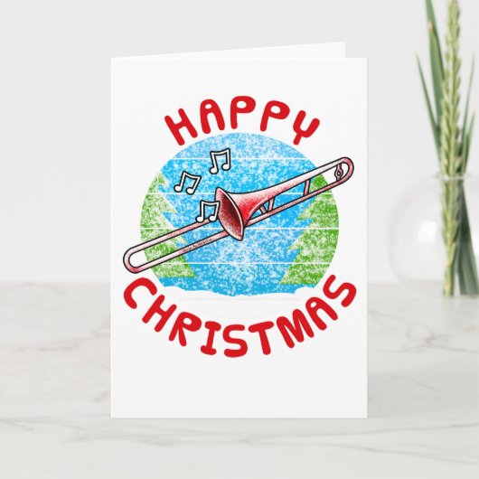 Trombone Christmas Kaart Trombonist Messing Muzika (Voorkant)