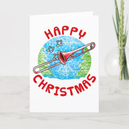 Trombone Christmas Kaart Trombonist Messing Muzika