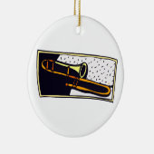 Trombone Dark Background Graphic Design Keramisch Ornament (Rechts)