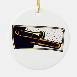 Trombone Dark Background Graphic Design Keramisch Ornament