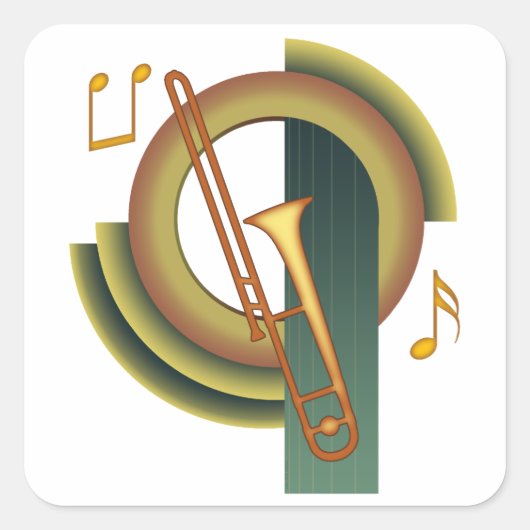 Trombone Deco1 Vierkante Sticker (Voorkant)
