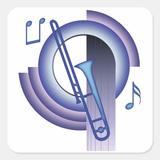 Trombone Deco2 Vierkante Sticker (Voorkant)