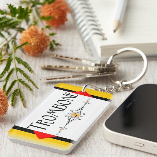 Trombone decoratieve lijn sleutelhanger (Voorkant Rechts)