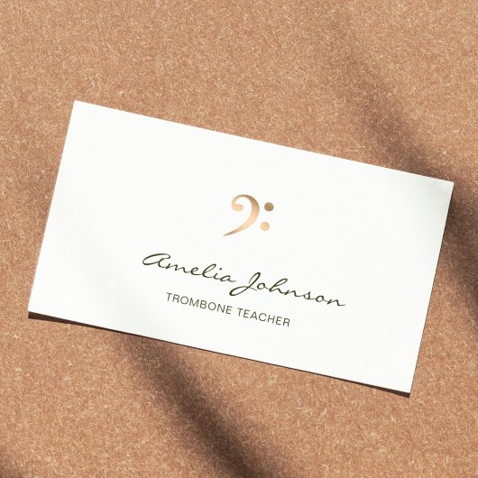 Trombone Docent Gouden Bas Clef Professioneel Visitekaartje
