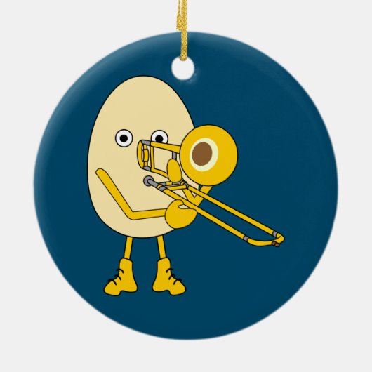Trombone Egghead Keramisch Ornament (Achterkant)
