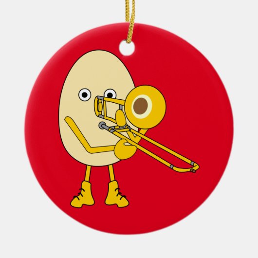 Trombone Egghead Keramisch Ornament (Voorkant)