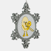 Trombone Egghead Tin Sneeuwvlok Ornament (Links)