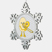 Trombone Egghead Tin Sneeuwvlok Ornament (Rechts)