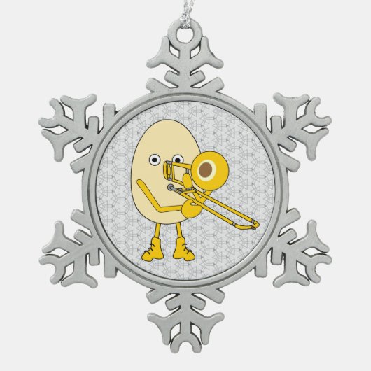 Trombone Egghead Tin Sneeuwvlok Ornament (Voorkant)