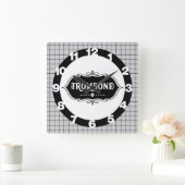 Trombone Emblem Vierkante Klok (Huis)