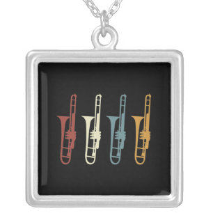  trombone en trombonist zilver vergulden ketting