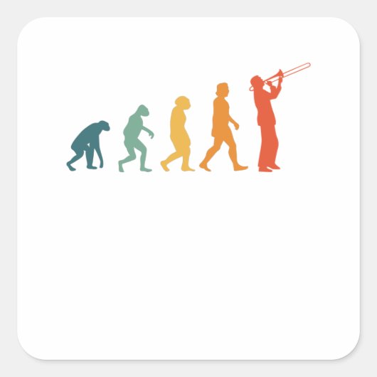Trombone Evolution Retro Concert Band Trombonist Vierkante Sticker (Voorkant)