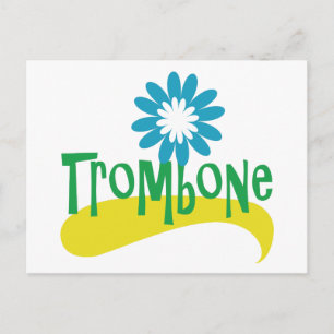 Trombone Fun Colorful Flower Briefkaart