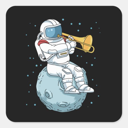 Trombone Gift Jazz Music Marching Band Trombone Vierkante Sticker (Voorkant)